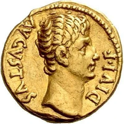 Aureus - Augustus IMP XII ACT; Apollo 11 BC - 10 BC front