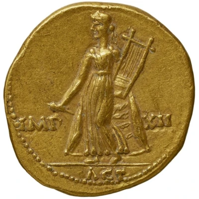 Aureus - Augustus IMP XII ACT; Apollo 11 BC - 10 BC back