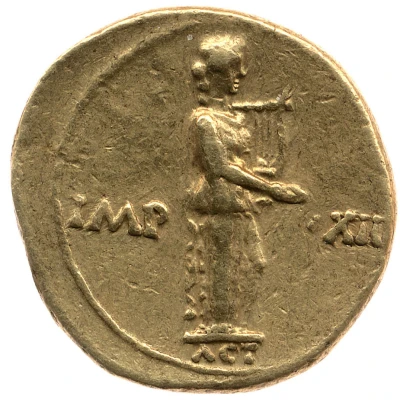 Aureus - Augustus IMP XII ACT; Apollo 11 BC - 10 BC back
