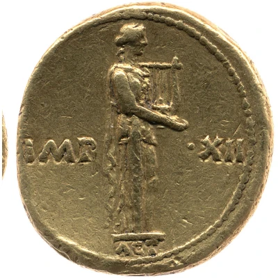 Aureus - Augustus IMP XII ACT; Apollo 11 BC - 10 BC back