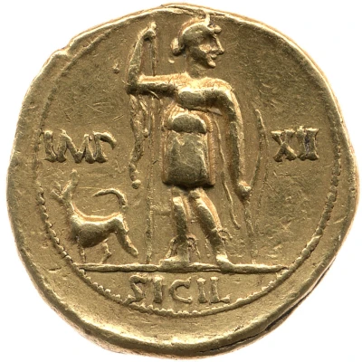 Aureus - Augustus IMP XII SICIL; Diana 11 BC - 10 BC back