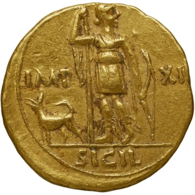 Aureus - Augustus IMP XII SICIL; Diana 11 BC - 10 BC back