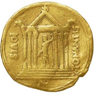 Aureus - Augustus IOVIS TONANTIS; Jupiter 19 BC back
