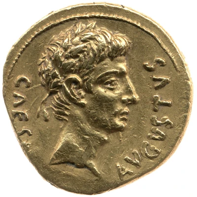 Aureus - Augustus L AQVILLIVS FLORVS IIIVIR 19 BC - 4 BC front