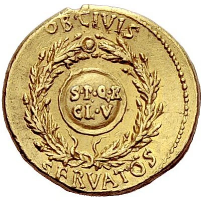 Aureus - Augustus OB CIVIS SERVATOS S P Q R CL V 19 BC - 18 BC back