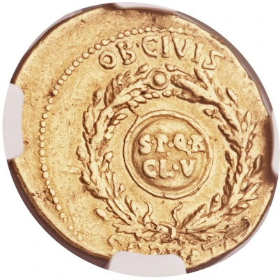 Aureus - Augustus OB CIVIS SERVATOS S P Q R CL V 19 BC - 18 BC back