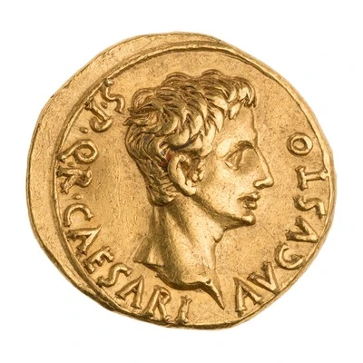 Aureus - Augustus QVOD VIAE MVN SVNT; Victory 18 BC - 17 BC front