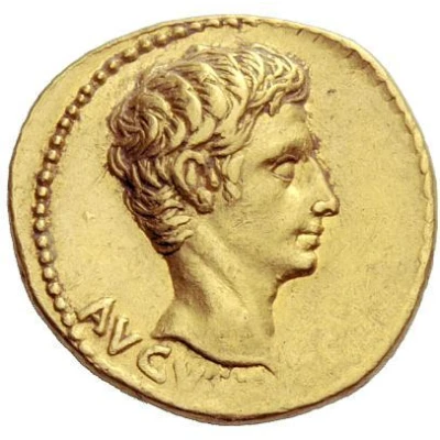Aureus - Augustus S P Q R CL V; Victory 19 BC front