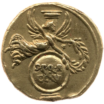 Aureus - Augustus S P Q R CL V; Victory 19 BC back