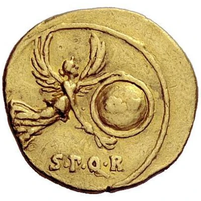 Aureus - Augustus S P Q R CL V; Victory 19 BC back