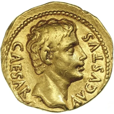 Aureus - Augustus S P Q R; Victory 25 BC - 22 BC front
