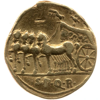 Aureus - Augustus S P Q R 18 BC back