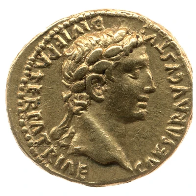 Aureus - Augustus and Tiberius TI CAESAR AVG F TR POT XV front