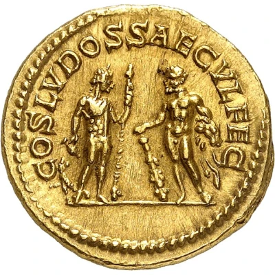 Aureus - Caracalla COS LVDOS SAECVL FEC; Hercules, Bacchus, and Liber back