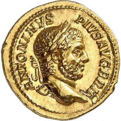 Aureus - Caracalla P M TR P XIIII COS III P P FORT RED; Fortuna front
