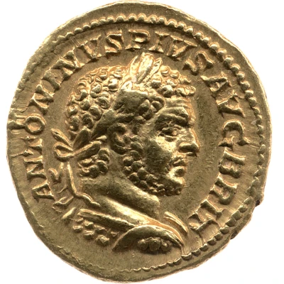 Aureus - Caracalla P M TR P XVI COS IIII P P front