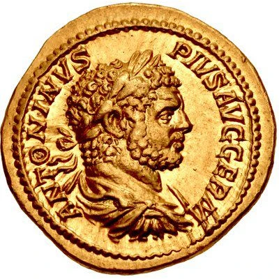 Aureus - Caracalla P M TR P XVII IMP III COS IIII P P; Pluto front