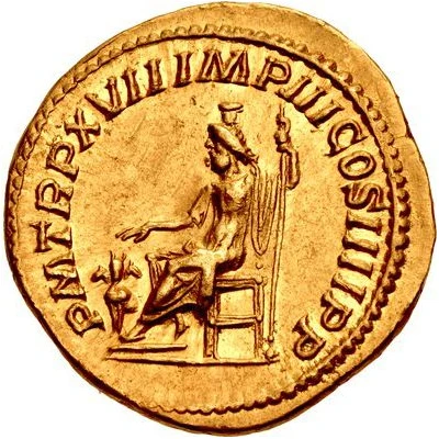 Aureus - Caracalla P M TR P XVII IMP III COS IIII P P; Pluto back
