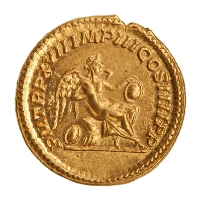 Aureus - Caracalla P M TR P XVII IMP III COS IIII P P; Victory back