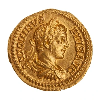 Aureus - Caracalla PONTIF TR P VIII COS II; Mars front