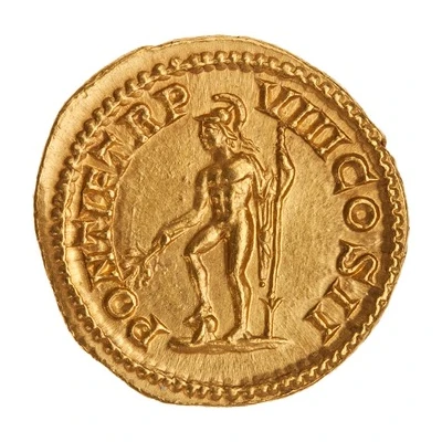 Aureus - Caracalla PONTIF TR P VIII COS II; Mars back