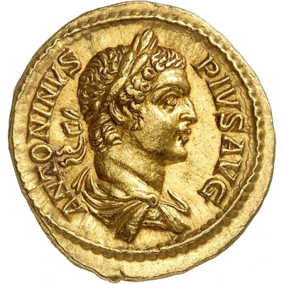 Aureus - Caracalla PONTIF TR P VIII COS II; Mars front