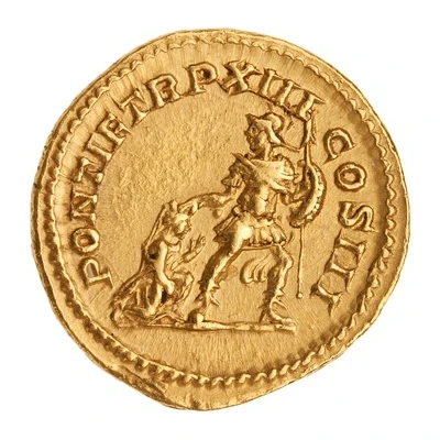 Aureus - Caracalla PONTIF TR P XIII COS III back