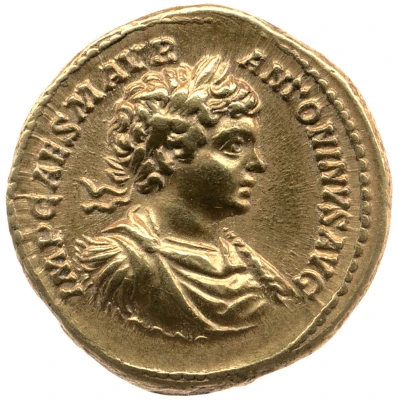 Aureus - Caracalla PONTIFEX TR P II; Victory front