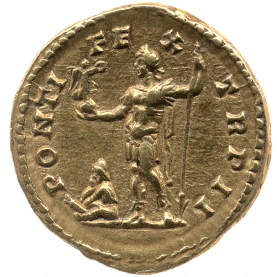 Aureus - Caracalla PONTIFEX TR P II; Victory back