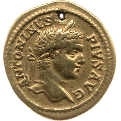 Aureus - Caracalla PONTIFEX TR P X COS II; Asclepius front