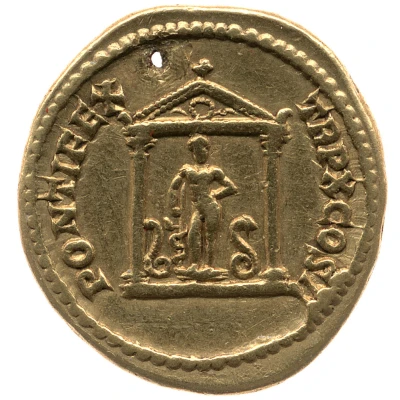 Aureus - Caracalla PONTIFEX TR P X COS II; Asclepius back