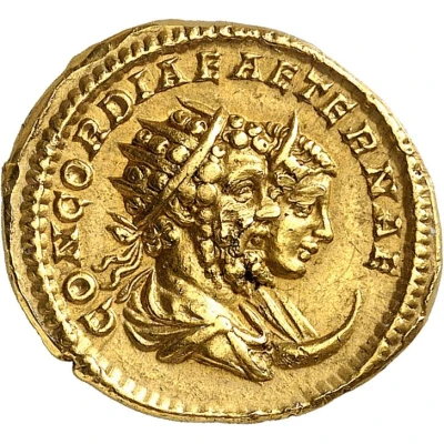 Aureus - Caracalla, Septimius Severus, and Julia Domna CONCORDIAE AETERNAE back