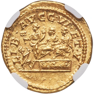 Aureus - Caracalla and Geta LIB AVGG VI ET V; Liberalitas back