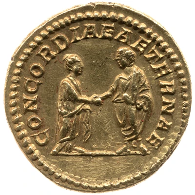 Aureus - Caracalla and Plautilla CONCORDIAE AETERNAE back