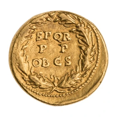 Aureus - Claudius S P Q R PP OB CS back