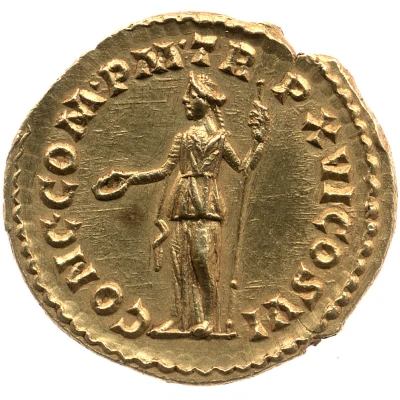 Aureus - Commodus CONC COM P M TR P XVI COS VI; Concordia back