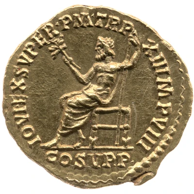 Aureus - Commodus IOVI EXSVPER P M TR P XII IMP VIII COS V P P; Jupiter back