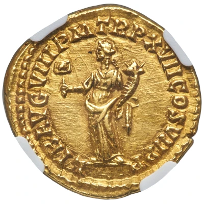 Aureus - Commodus LIB AVG VIII P M TR P XVII COS VII P P; Liberalitas back