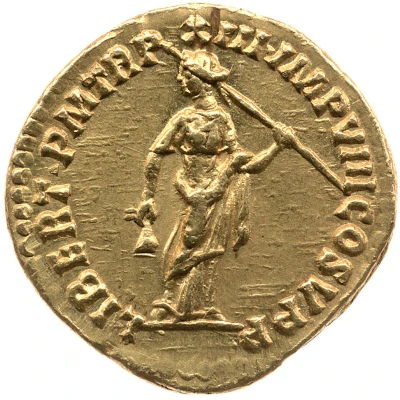 Aureus - Commodus LIBERT P M TR P XIII IMP VIII COS V P P; Libertas back