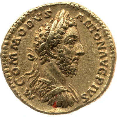 Aureus - Commodus P M TR P VIIII IMP VI COS IIII P P; Jupiter front