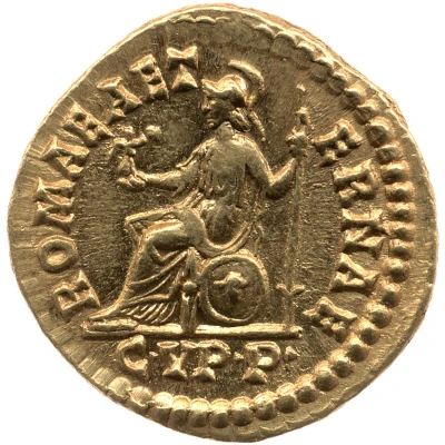 Aureus - Commodus ROMAE AETERNAE C V P P; Roma and Victory back