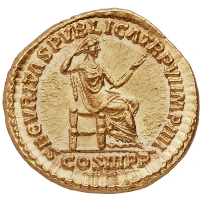 Aureus - Commodus SECVRITAS PVBLICA TR P VI IMP IIII COS III P P; Securitas back