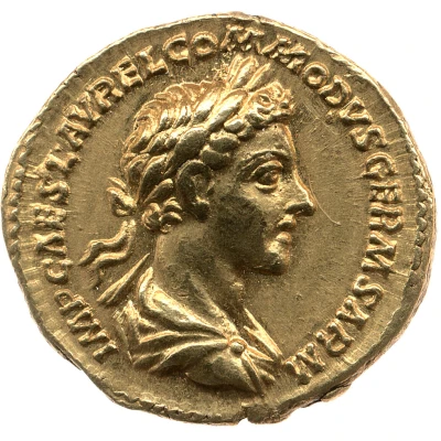 Aureus - Commodus TR POT II COS DE GERM SARM front