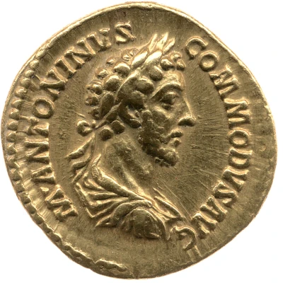 Aureus - Commodus VIRT AVG TR P VII IMP IIII COS III P P front