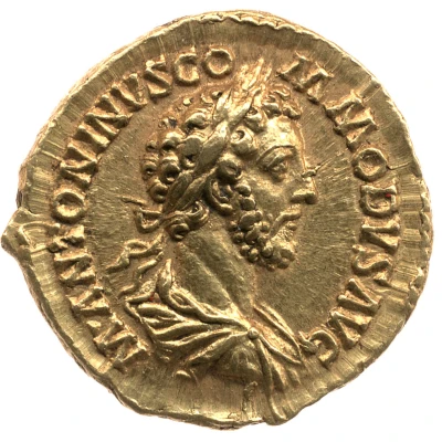 Aureus - Commodus VIRTVT AVG TR P VII IMP IIII COS III P P; Virtus and Victory front