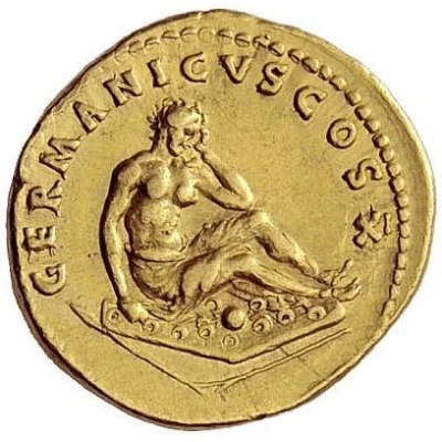 Aureus - Domitian GERMANICVS COS X; Germania back