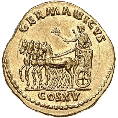 Aureus - Domitian GERMANICVS COS XV; Victory back
