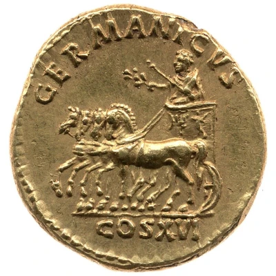 Aureus - Domitian GERMANICVS COS XVI; Victory back