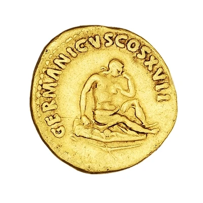 Aureus - Domitian GERMANICVS COS XVII; Germania back