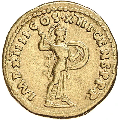 Aureus - Domitian IMP XIIII COS XIII CENS P P P; Minerva back